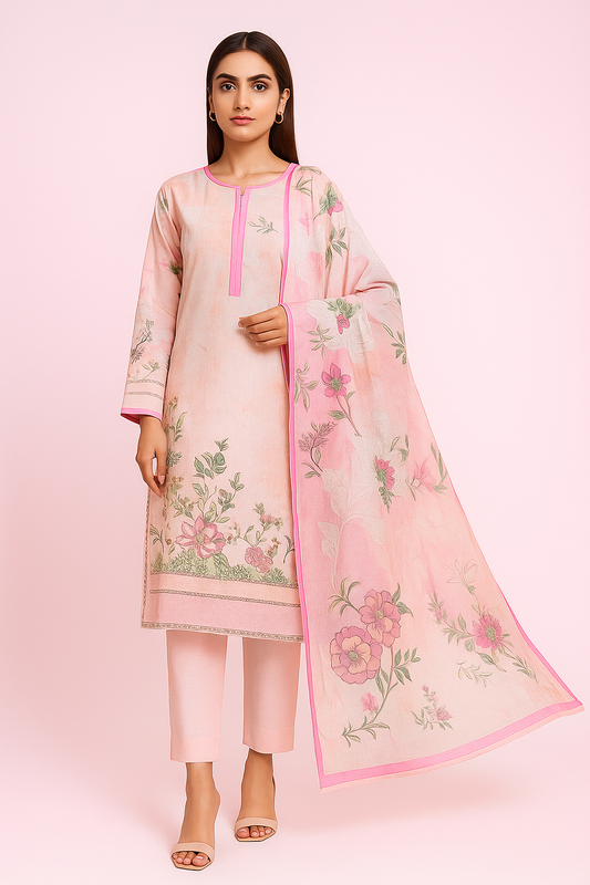 | Bin Saeed 3PC β’ Printed Khaddar β’ Unstitched Winter Suit |